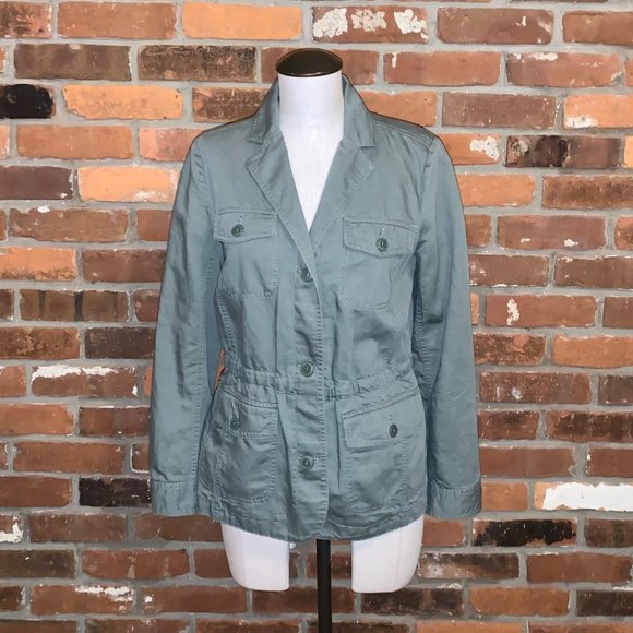 Talbots Jackets & Blazers - Talbots Green Linen Blend Utility Jacket Size Small